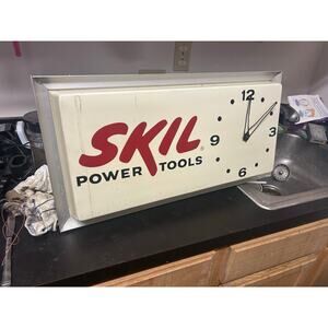 Vintage large advertising wall clock SKIL Power Tools works well Shop Man Cave